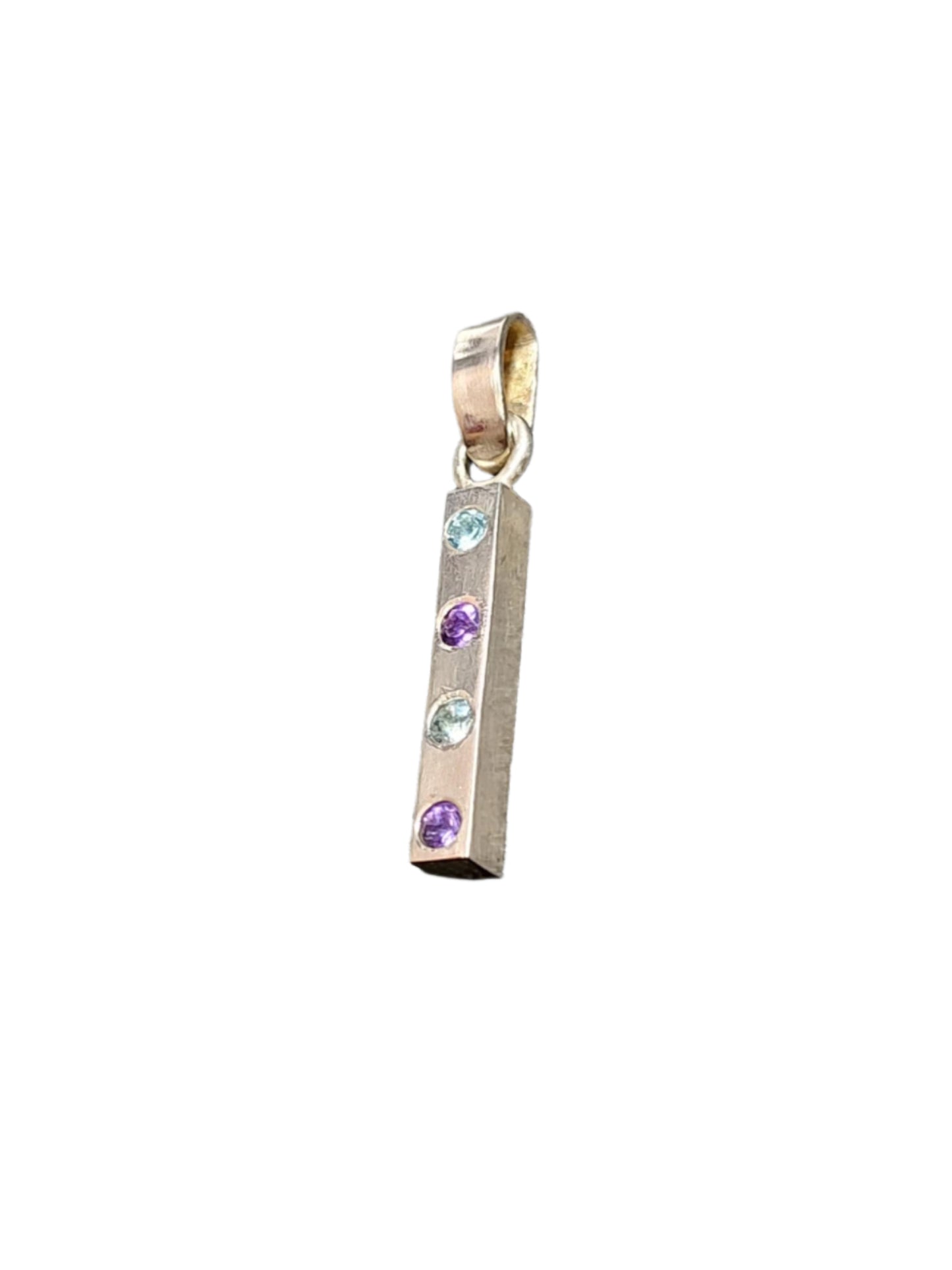 Aquamarine & Amethyst Bar Pendant