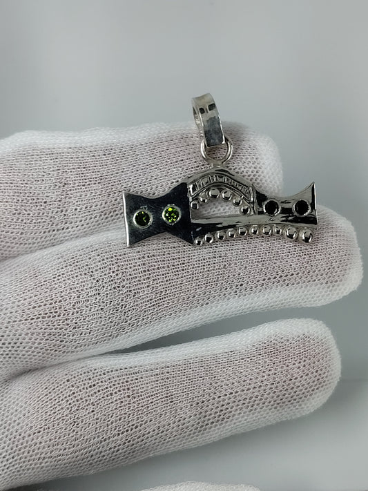Argentium Silver Pendant with Diopside & Black Spinel