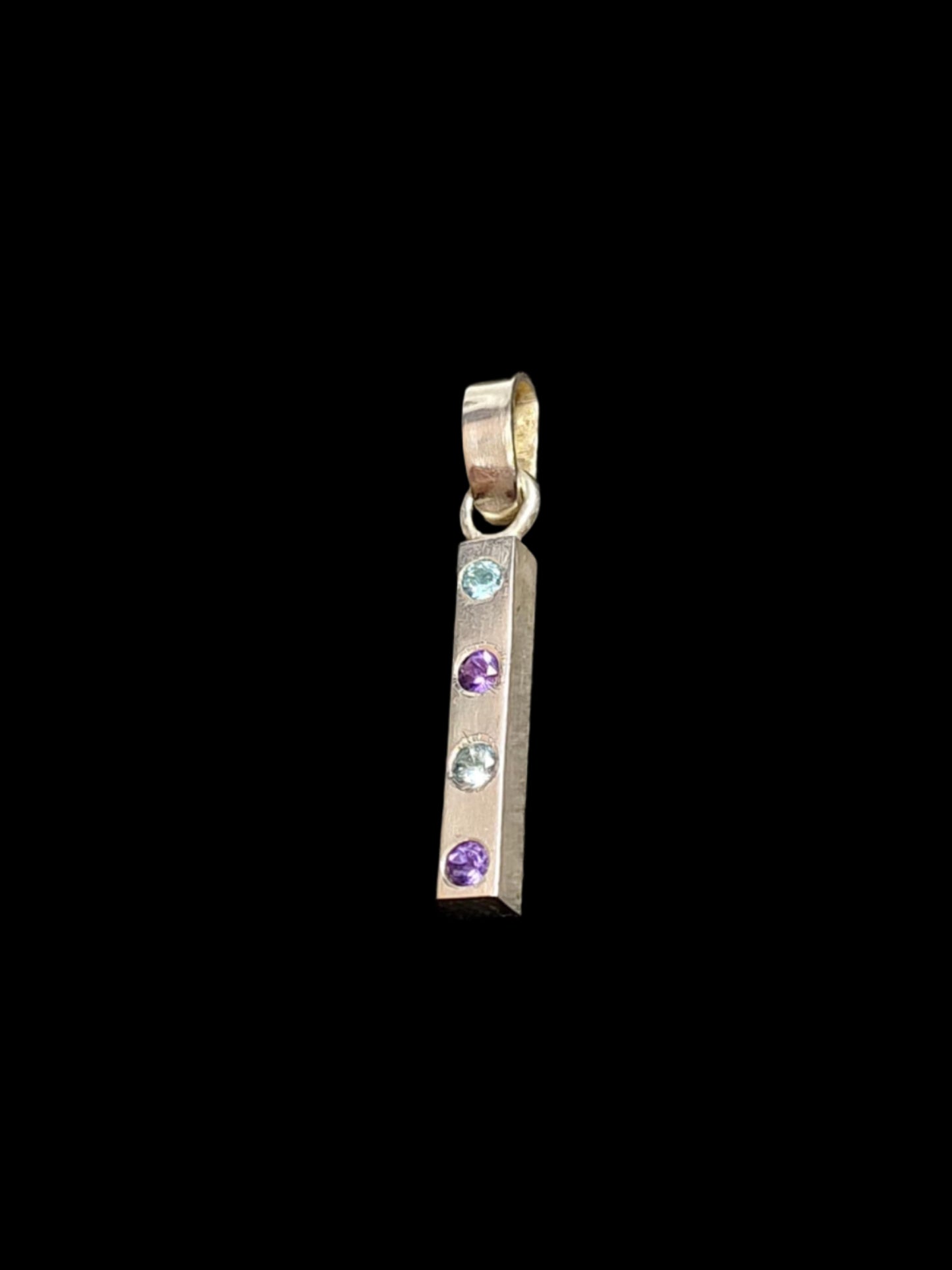 Aquamarine & Amethyst Bar Pendant