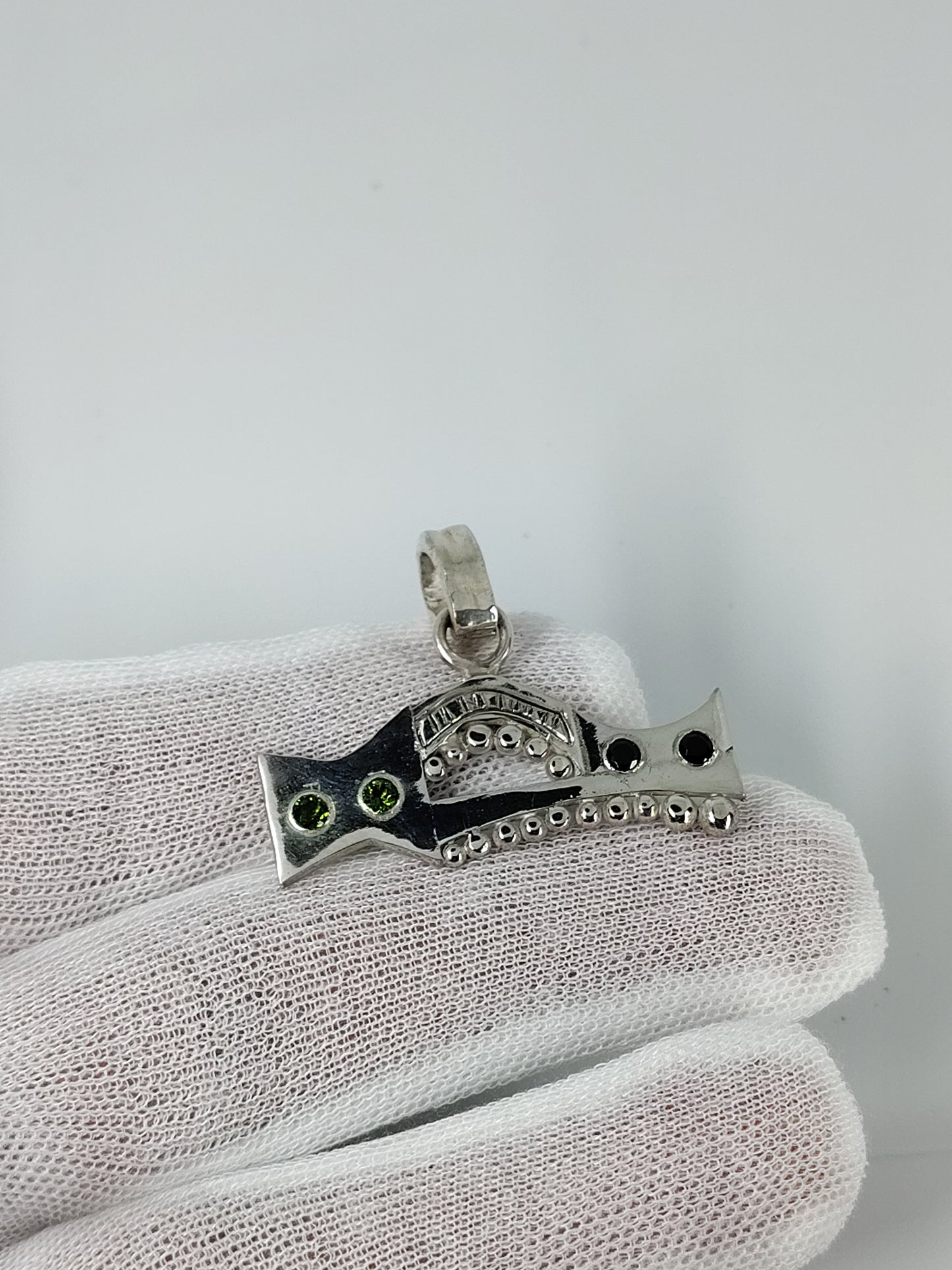 Argentium Silver Pendant with Diopside & Black Spinel
