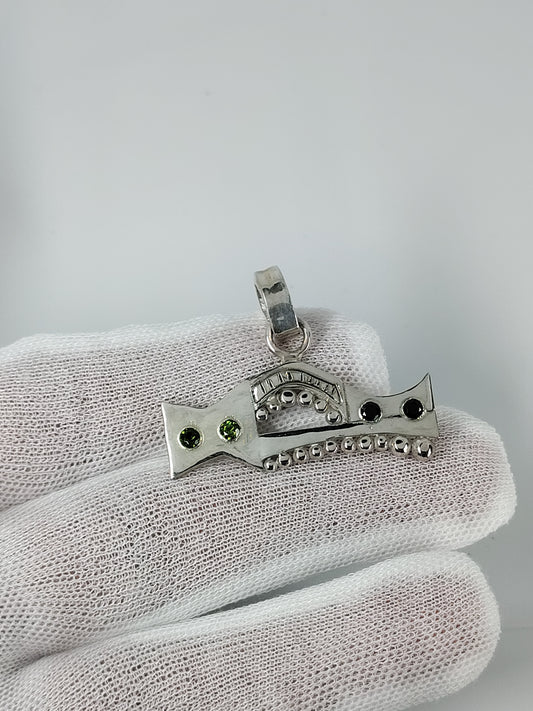 Argentium Silver Pendant with Diopside & Black Spinel