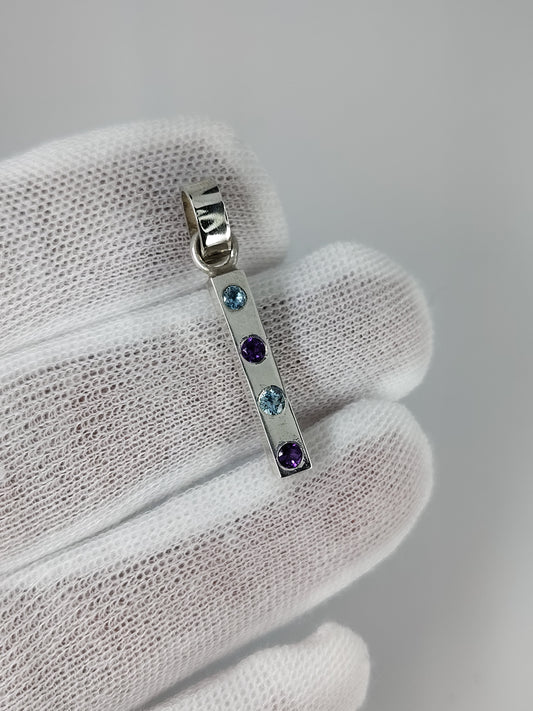 Aquamarine & Amethyst Pendant in Argentium silver .935