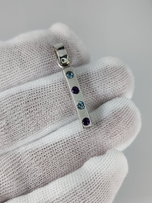 Aquamarine & Amethyst Pendant in Argentium silver .935